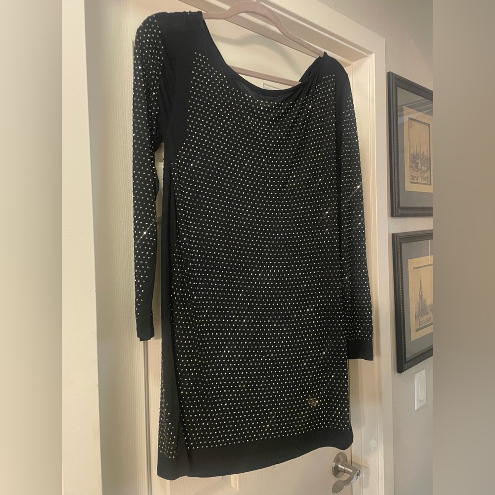 All Saints Metallic Long Sleeve Dress